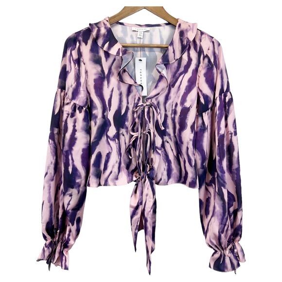 Topshop Love At First Scroll Blouse Womens 4‎ Tie Dye Fairycore Bohemian Whimsy - Picture 1 of 14